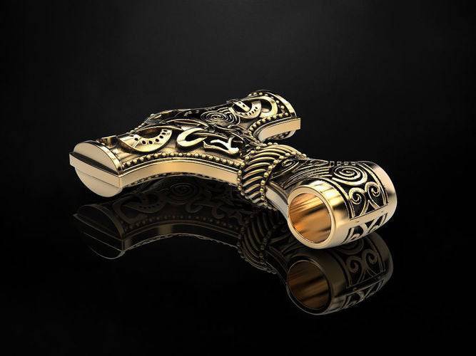 Handcrafted Molded Style Mjölnir - Gold | Norsegarde